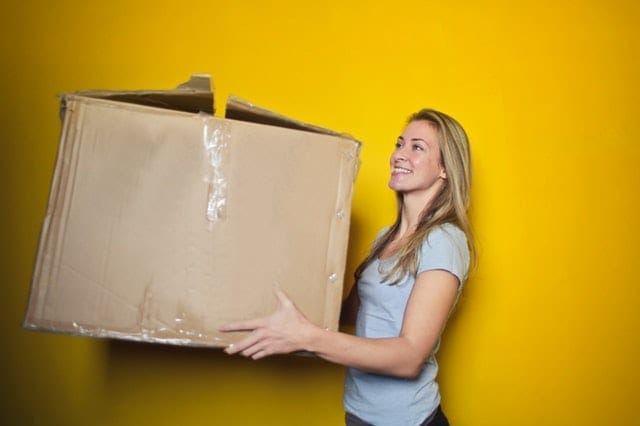 woman decluttering her home